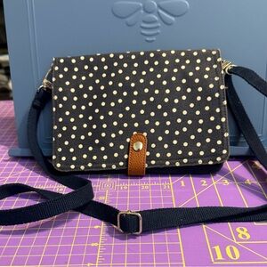 Closet Clean Out Thirty-One Navy and Cream Crossbody Bag with Polka Dots